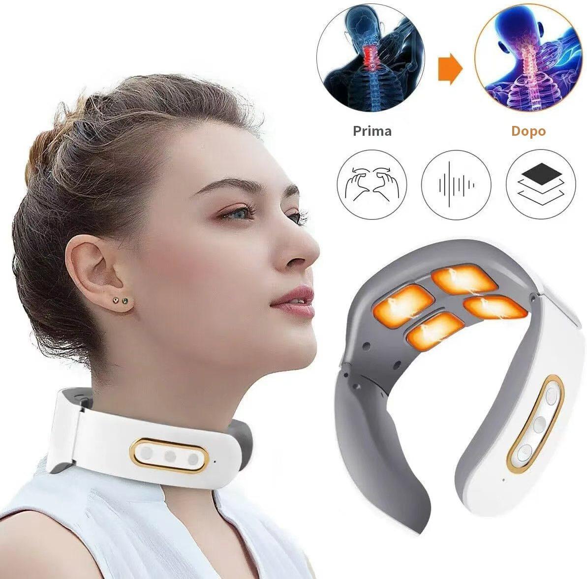 Smart 4D EMS Massaggiatore Elettrico Portatile Senza Filo per Collo con Funzione di Riscaldamento Bianco