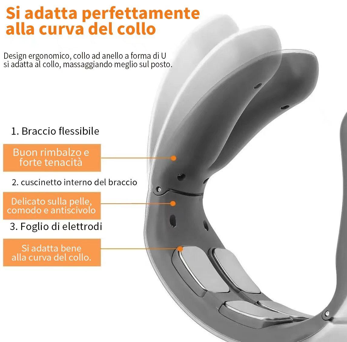 Smart 4D EMS Massaggiatore Elettrico Portatile Senza Filo per Collo con Funzione di Riscaldamento Bianco