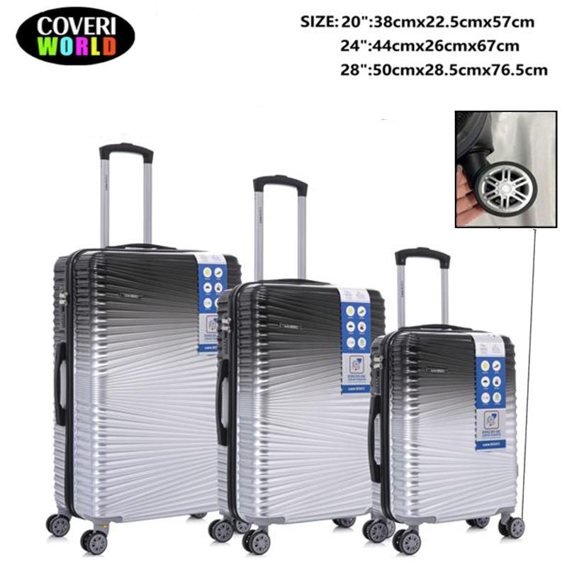 Coveri World 渐变图案旅行行李箱套装 20 24 28 英寸轻质 ABS 带旋转轮和铝制伸缩手柄