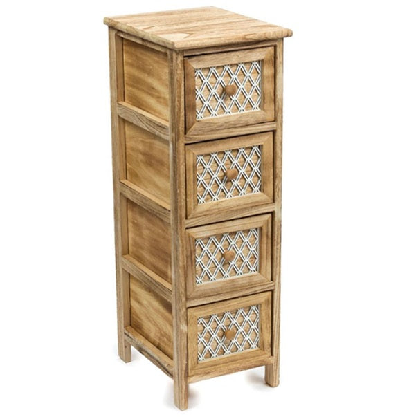 带有菱形木板的 4 抽屉柱