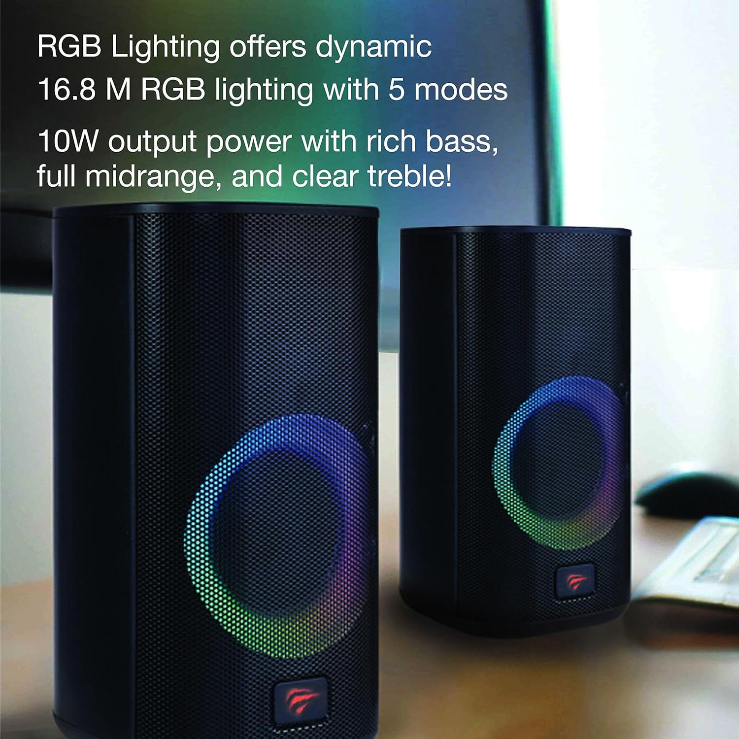 RGB Gaming Stereo Desktop-Lautsprecher Bluetooth 5. 0 mit 3,5mm AUX-Eingang Schwarz für Gaming und Musik