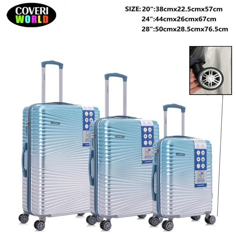 Coveri World 渐变图案旅行行李箱套装 20 24 28 英寸轻质 ABS 带旋转轮和铝制伸缩手柄
