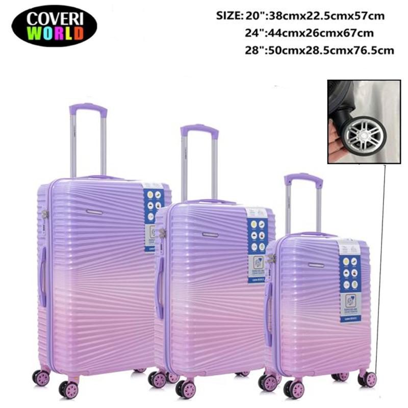 Coveri World 渐变图案旅行行李箱套装 20 24 28 英寸轻质 ABS 带旋转轮和铝制伸缩手柄