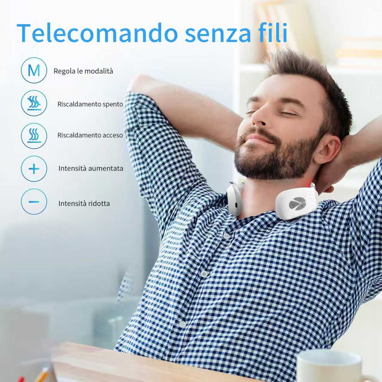 AORLIS Massaggiatore Cervicale Portatile Riscaldato Modello BS-70113 con Cuscinetti Elettrodi