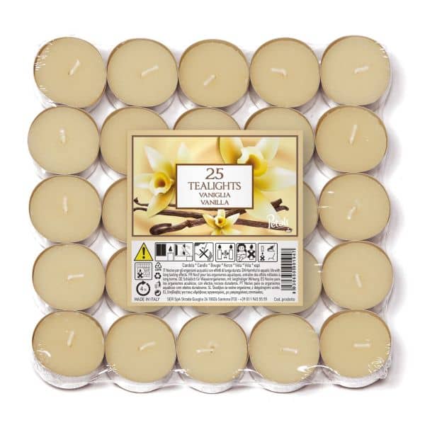 Candele profumate tealights 25 pezzi - vaniglia