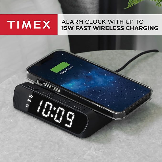 Havit Sveglia con Caricabatterie Wireless per iPhone Android e AirPods TW14B Nero Display Digitale Timer e Snooze