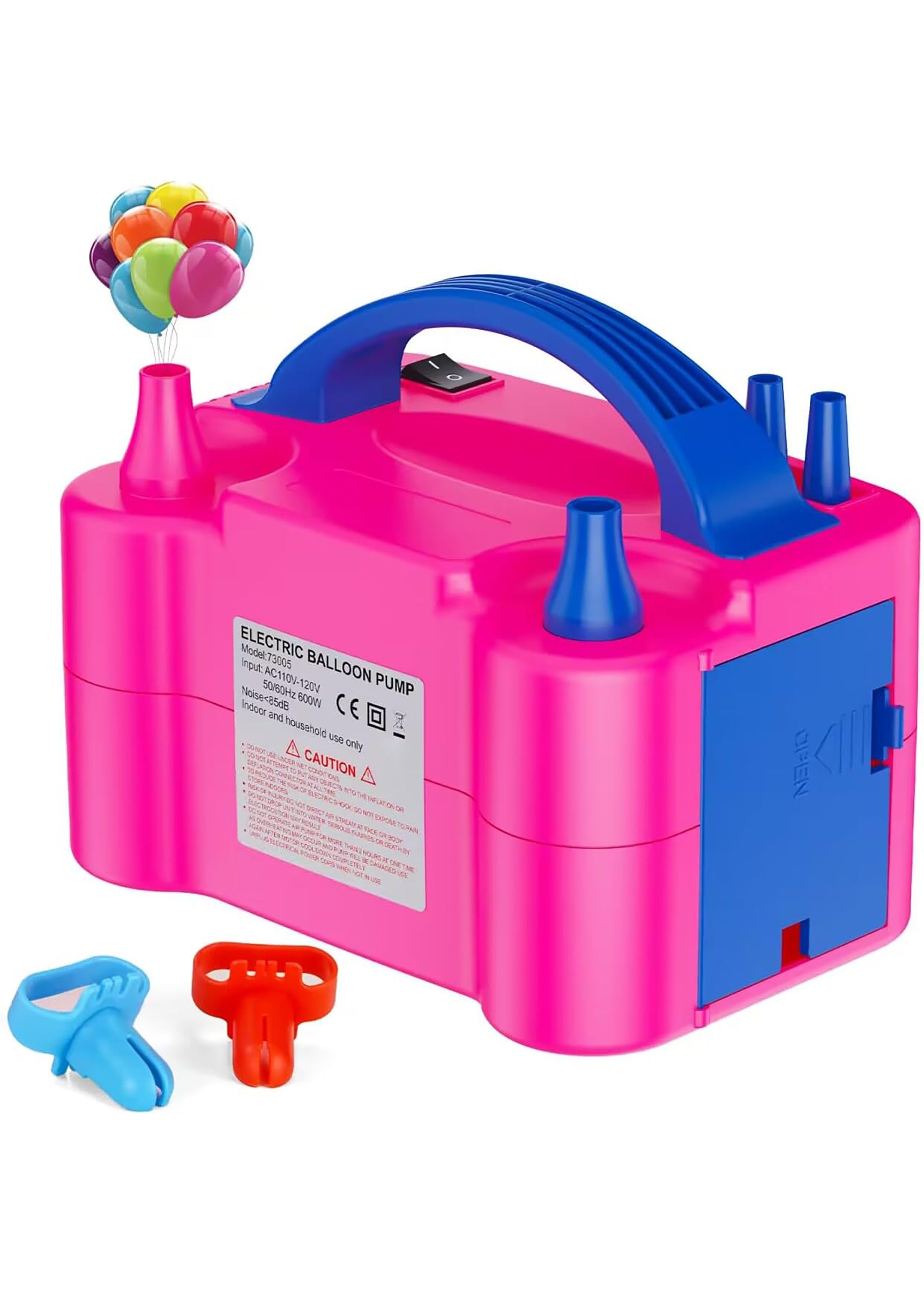电动气球泵带 2+2 个喷嘴,2 种工作模式智能充气,220 伏 600 瓦,适用于派对、婚礼、生日装饰