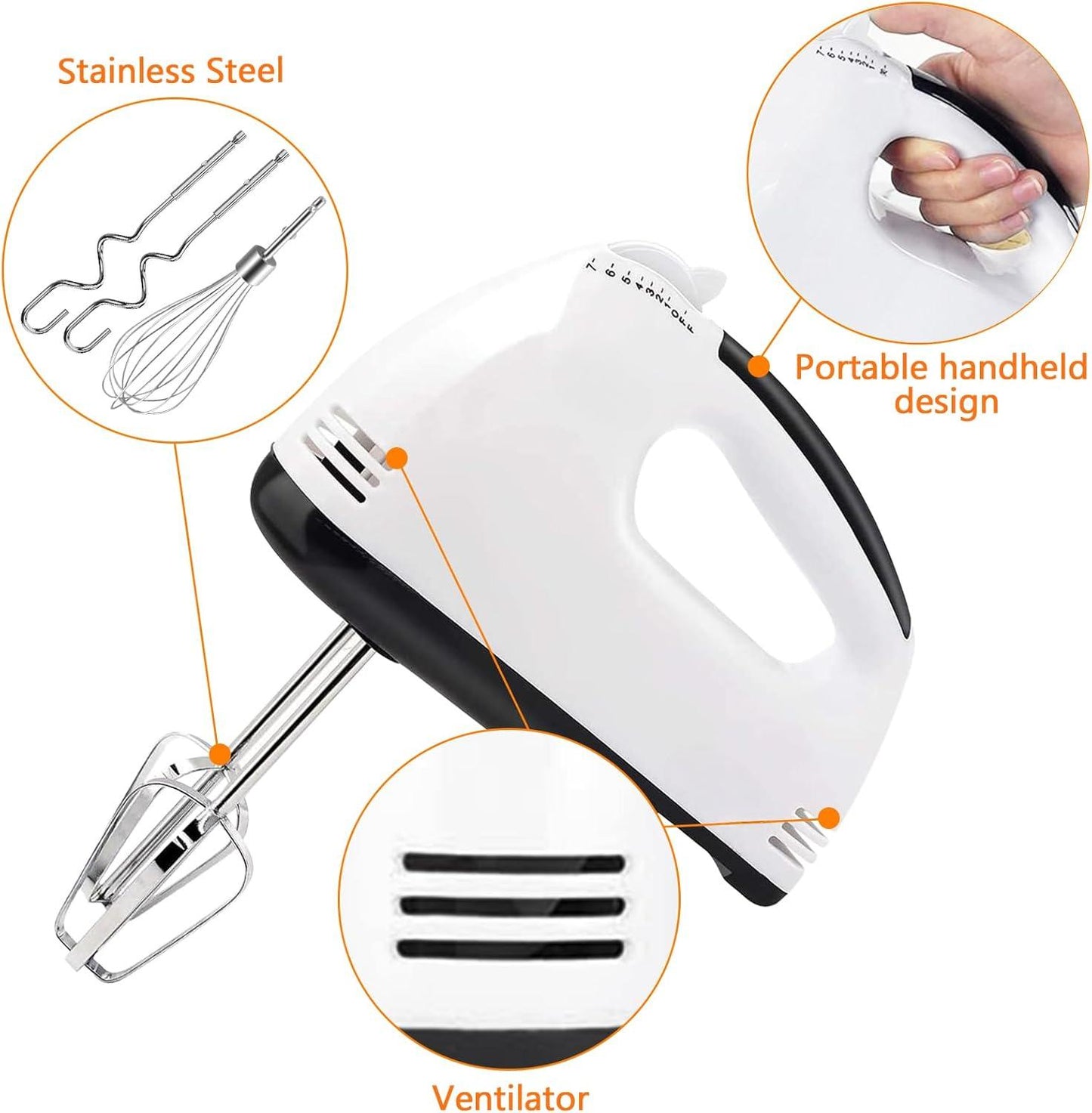 Frullatore elettrico portatile - Frullatore da cucina elettrico portatile a 7 velocità con 5 accessori