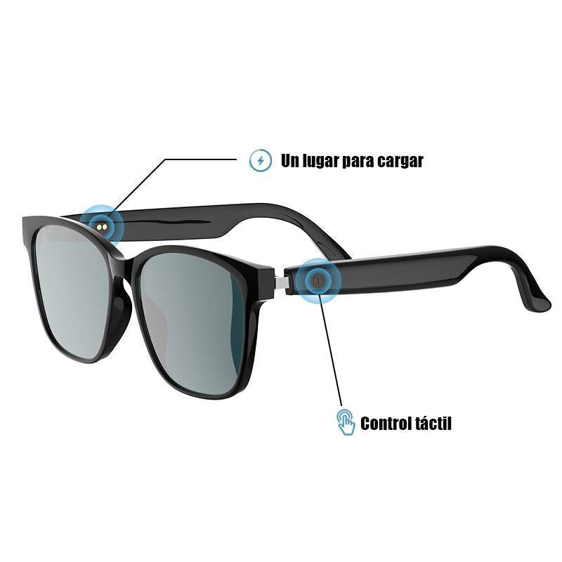 智能蓝牙眼镜,配备自动变暗偏光镜片、内置扬声器和麦克风、蓝光阻隔功能