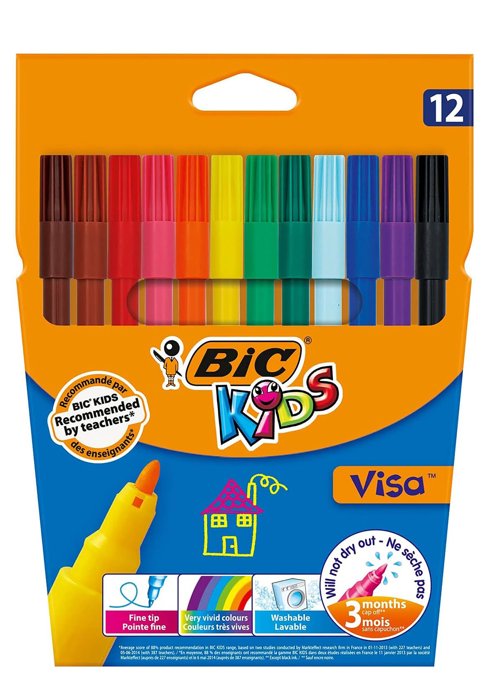 Bic Visa 可水洗记号笔 - 12 支装