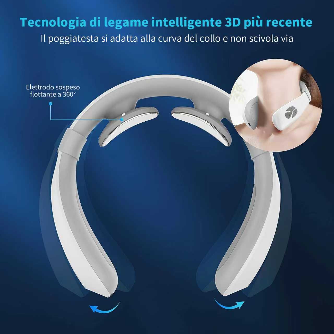 AORLIS Massaggiatore Cervicale Portatile Riscaldato Modello BS-70113 con Cuscinetti Elettrodi