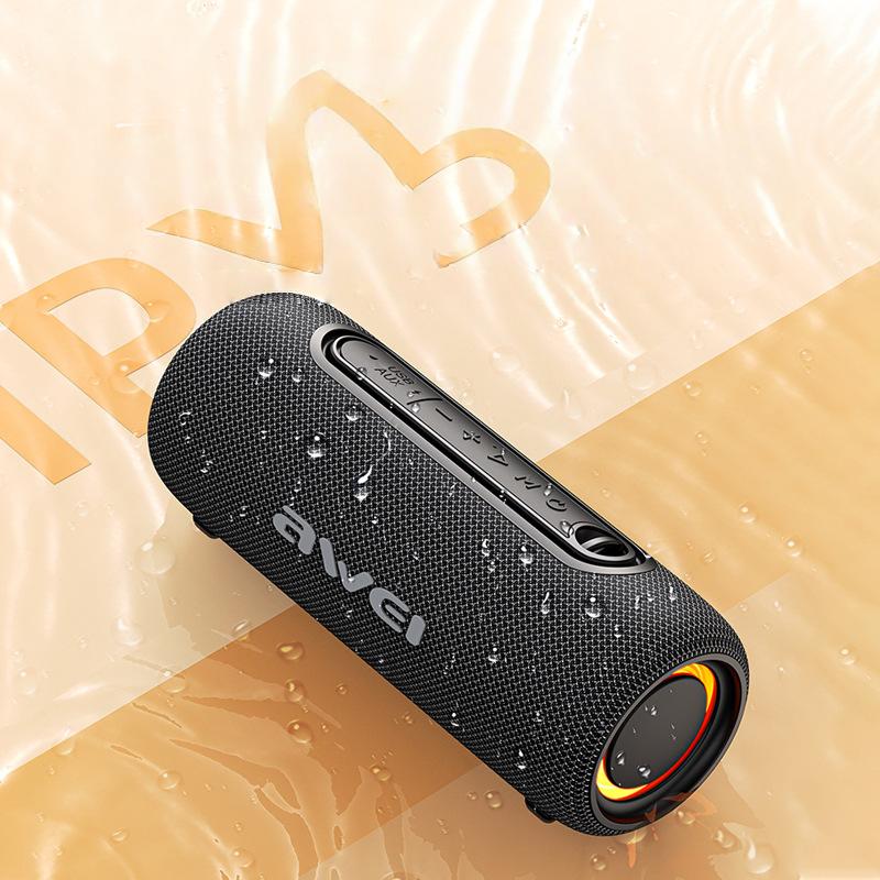 Awei 便携式蓝牙音箱,带彩色闪光,超重低音,25W,24小时播放,IPX5防水