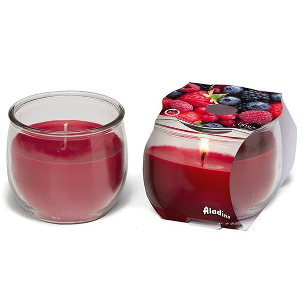 Candela profuma ambiente 30h 120gr. vasetto in vetro fragranza - frutti di bosco
