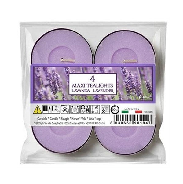 Maxi tealights 4 pz. profumazione d. 6 durata 10 ore - vaniglia