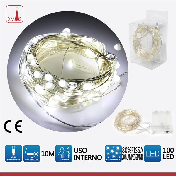 Battery-powered white light, 20% flash, 80% steady, 100 LEDs