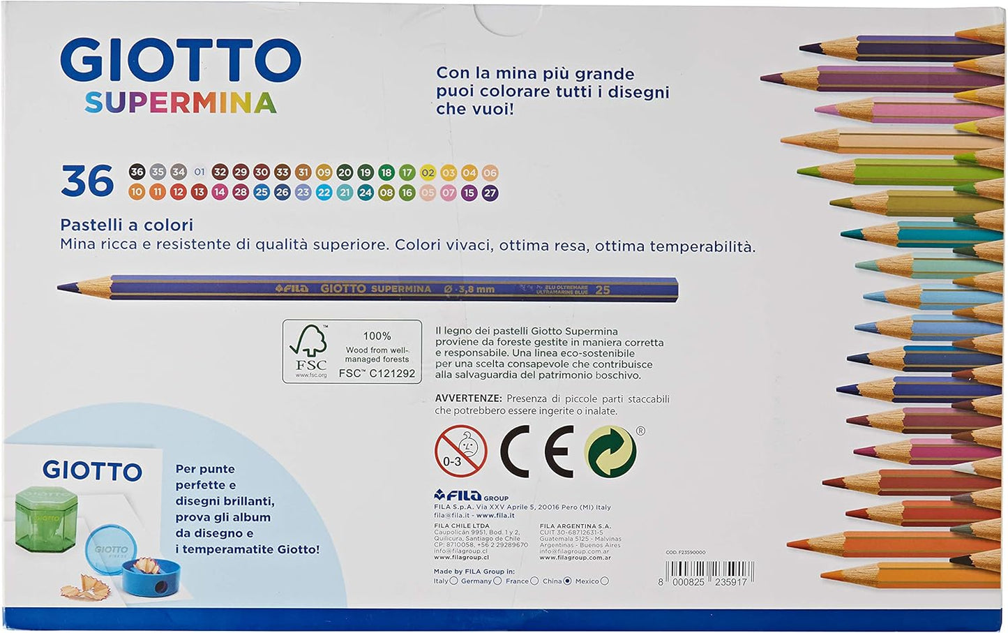 Pastello giotto supermina scattola 36 colori