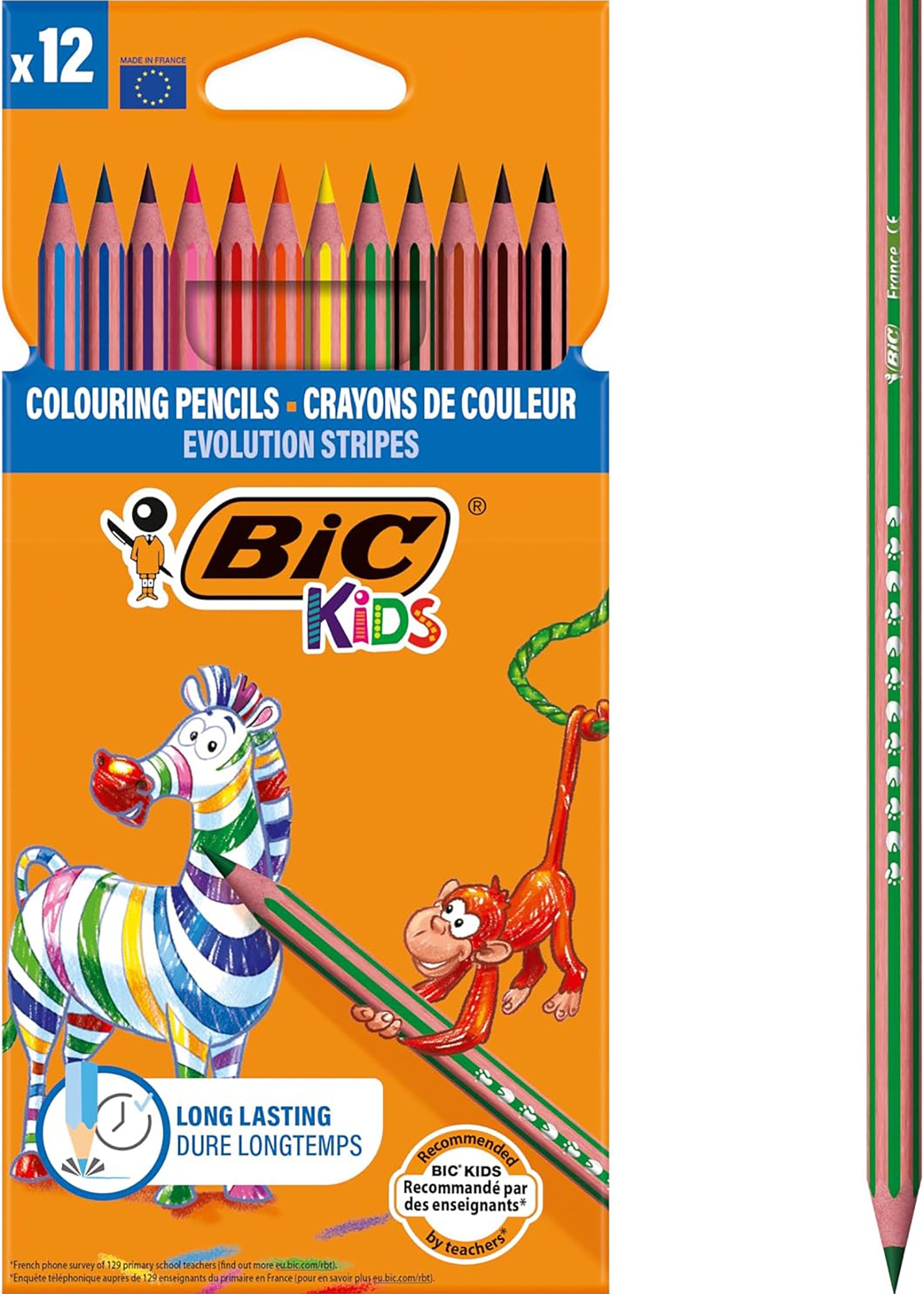 Bic matite colorate evolution stripes conf. 12 pezzi