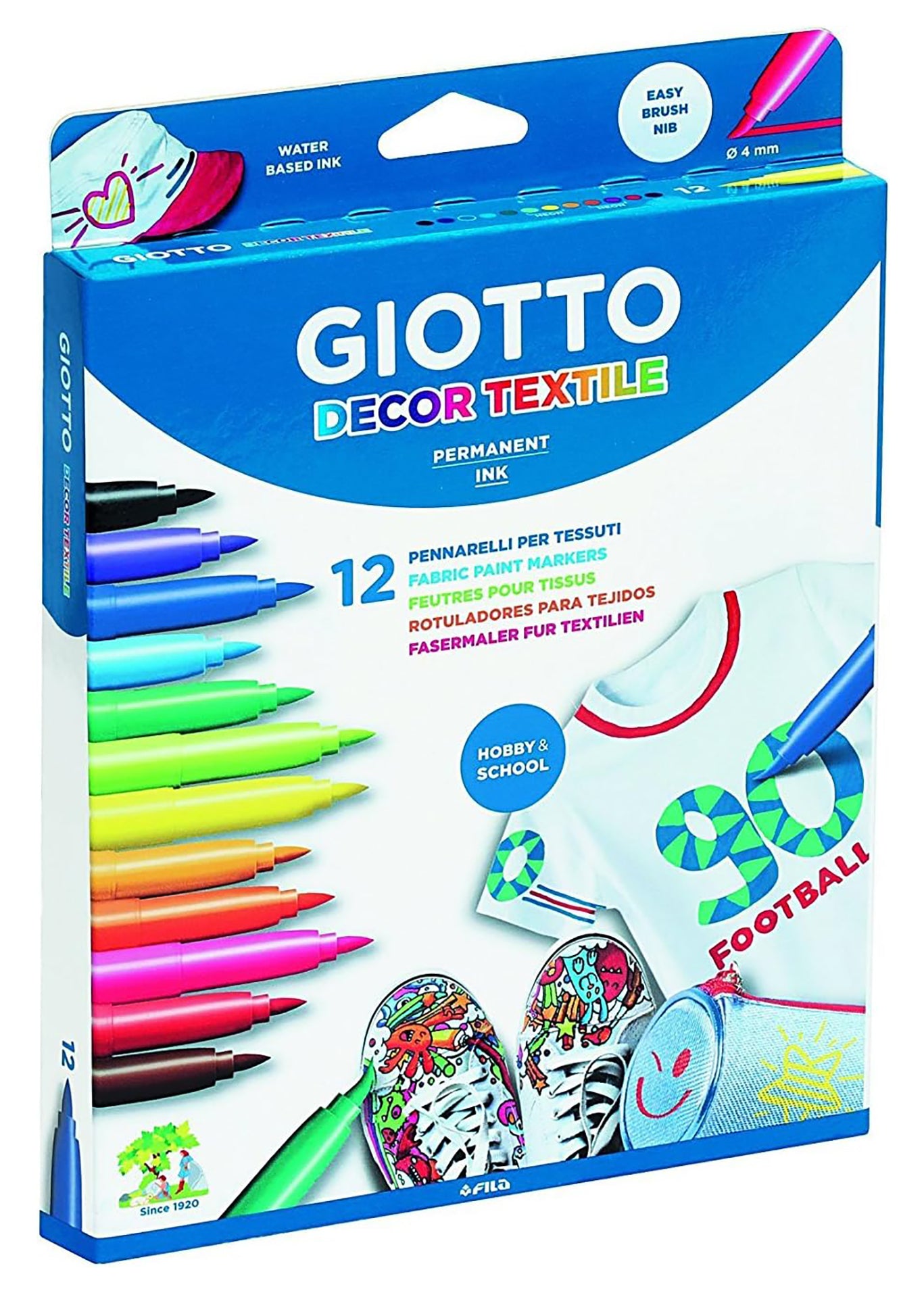 Giotto 纺织记号笔,12 种颜色