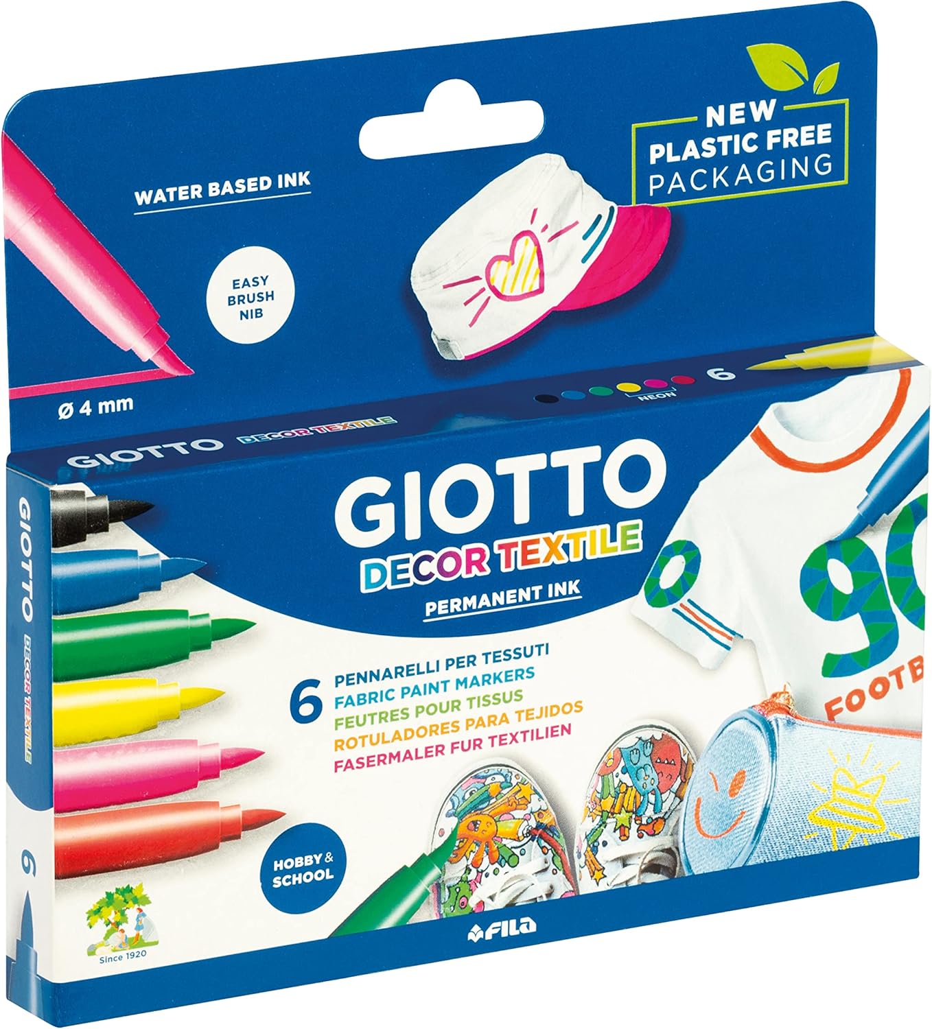 Giotti 纺织记号笔,6 种颜色