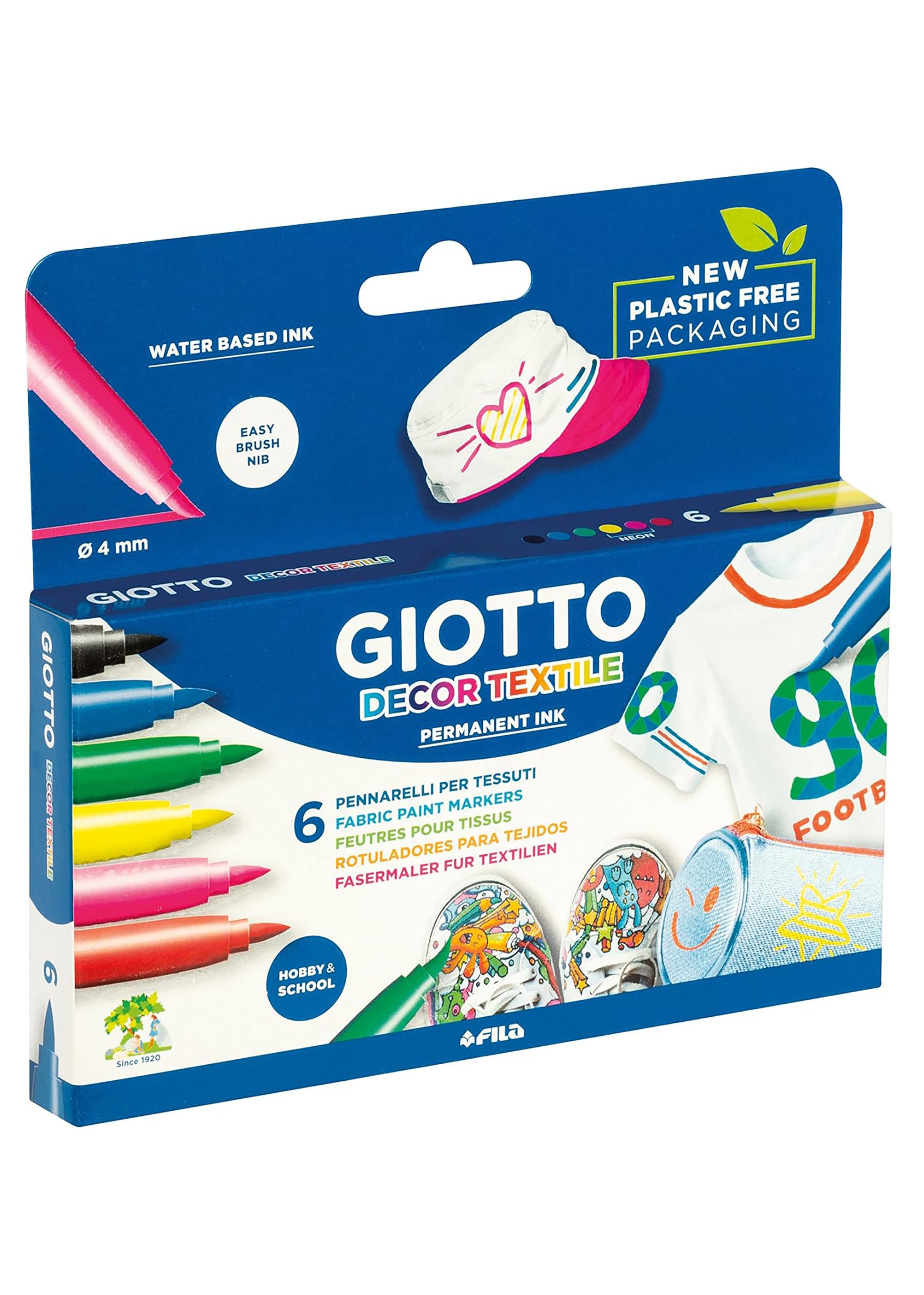 Giotti 纺织记号笔,6 种颜色