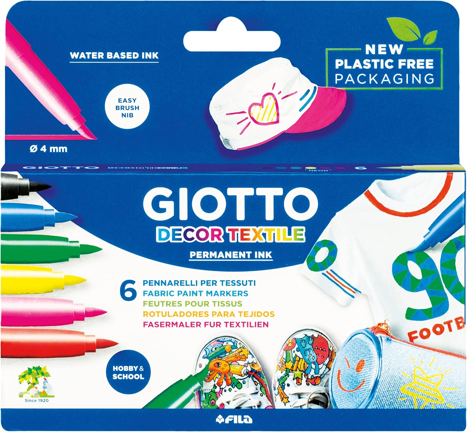 Giotti 纺织记号笔,6 种颜色