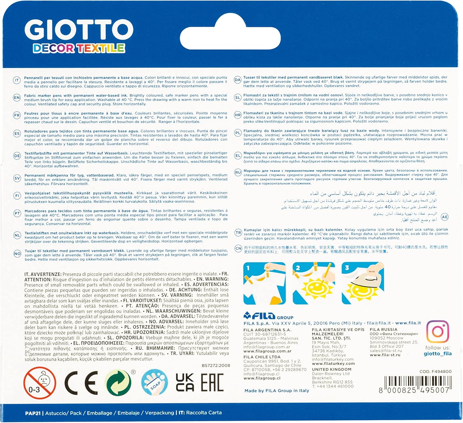 Giotti 纺织记号笔,6 种颜色