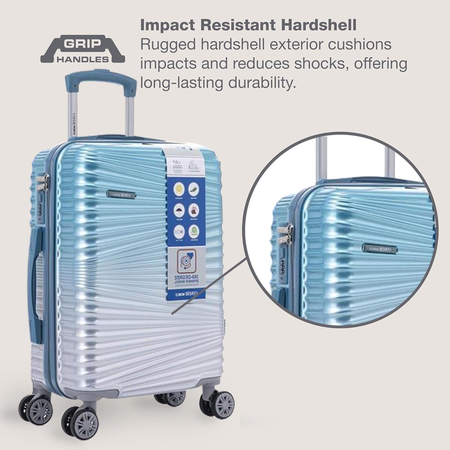 COVERI WORLD 坚固的聚碳酸酯包装,带框架和 8 个 28 英寸、20 英寸、24 英寸