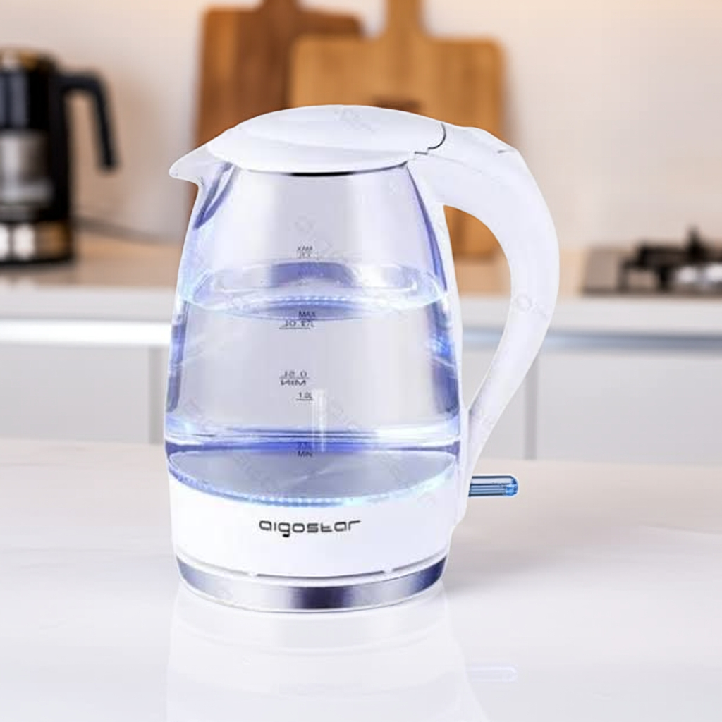 Aigostar 1.7 升玻璃电热水壶,配备 2200 W LED