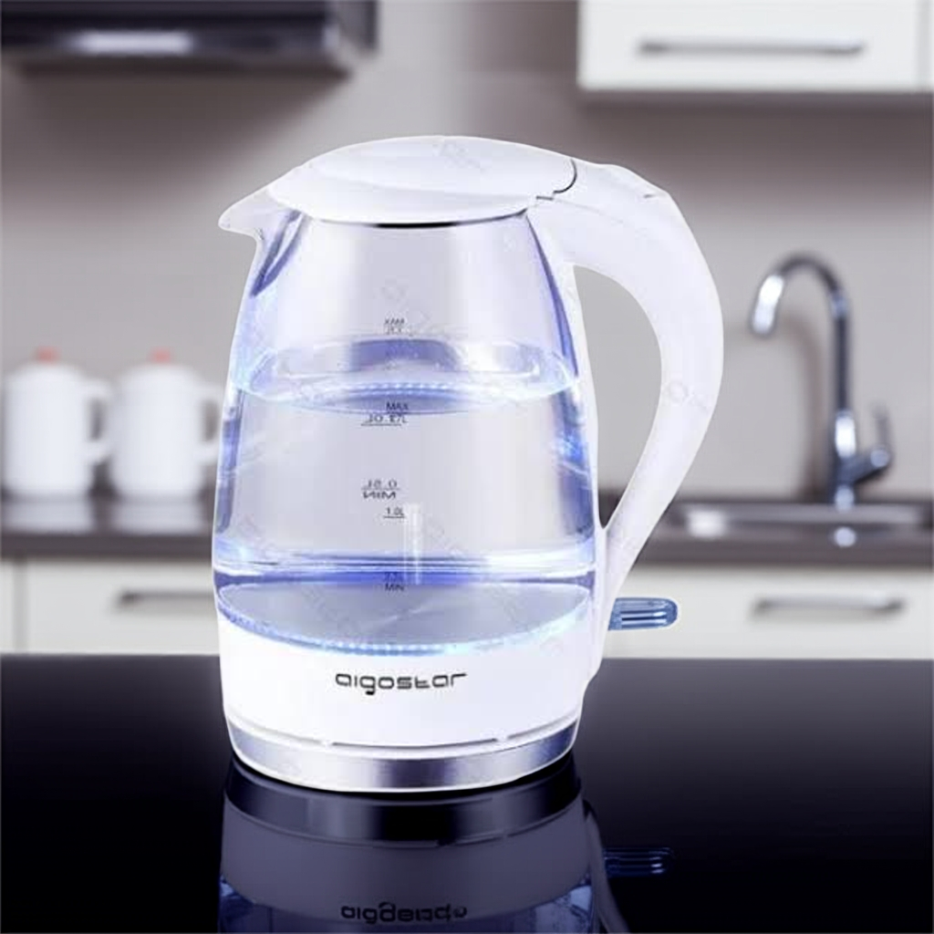 Aigostar 1.7 升玻璃电热水壶,配备 2200 W LED