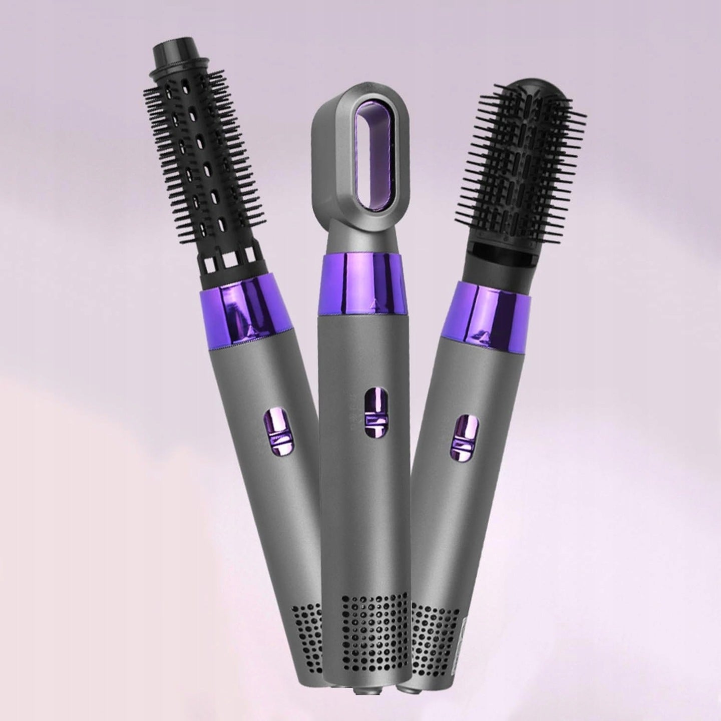 Spazzola Asciugacapelli 3 in 1 Styler Caldo con Ioni Negativi Lisciante 110.000 giri/min per Capelli Ricci e Normali Viola