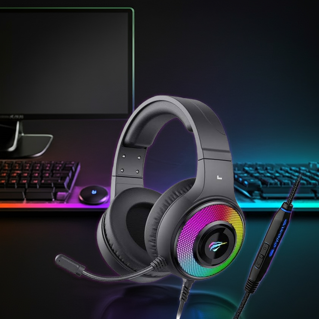 带有 RGB 和音量控制的 Havit 游戏耳机
