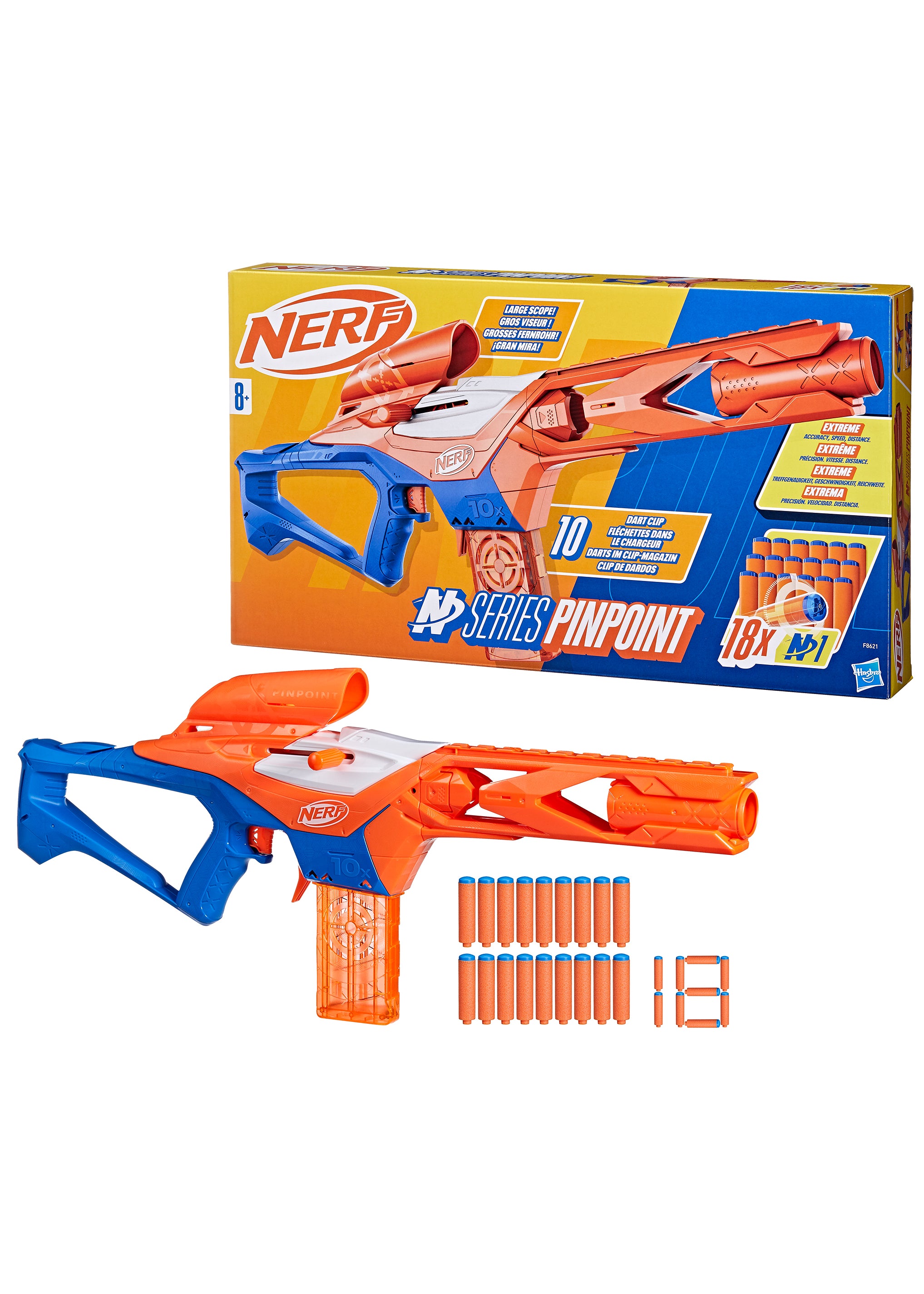 Hasbro F8621 Nerf N Series blaster Pinpoint con 18 dardi in gommapiuma