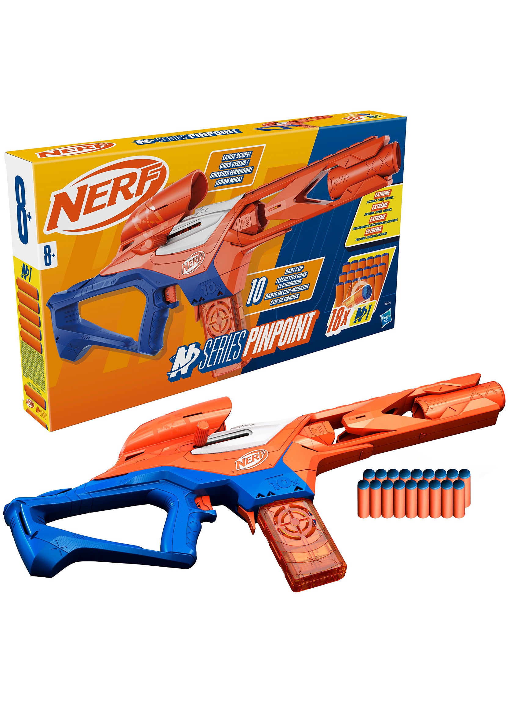 Hasbro F8621 Nerf N Series blaster Pinpoint con 18 dardi in gommapiuma