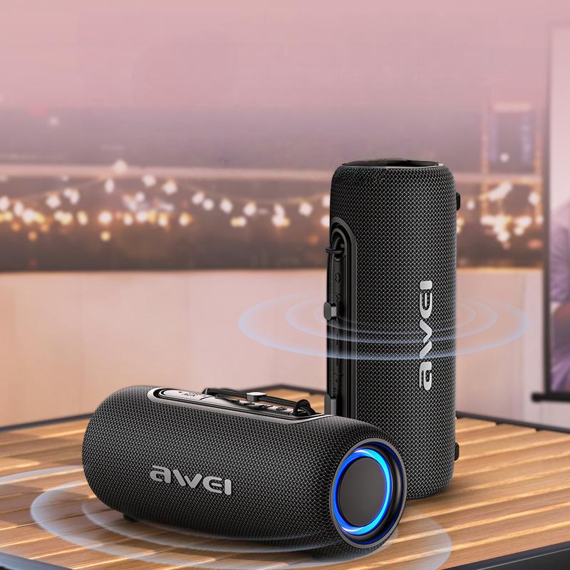 Awei 便携式蓝牙音箱,带彩色闪光,超重低音,25W,24小时播放,IPX5防水