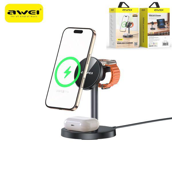 适用于多种设备的三合一无线充电站