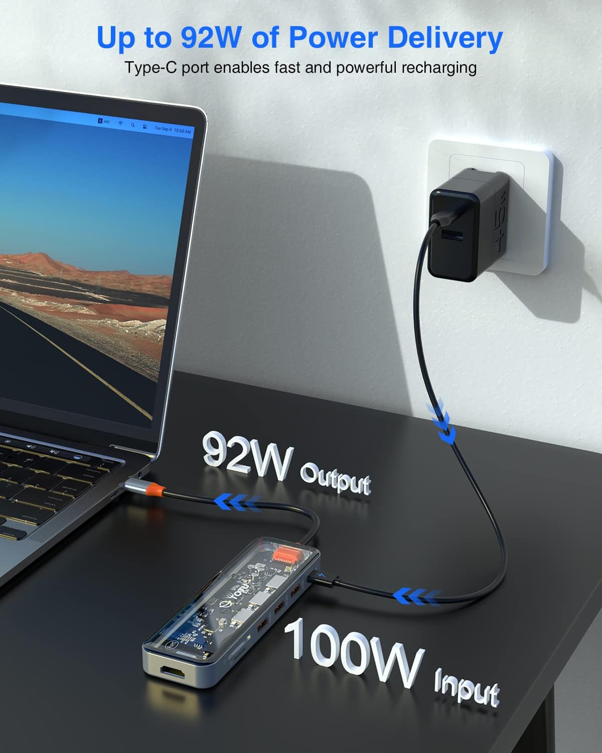 Awei USB C 集线器、扩展坞、TOTU 四合一 Type-C 集线器,带 4K HDMI 端口