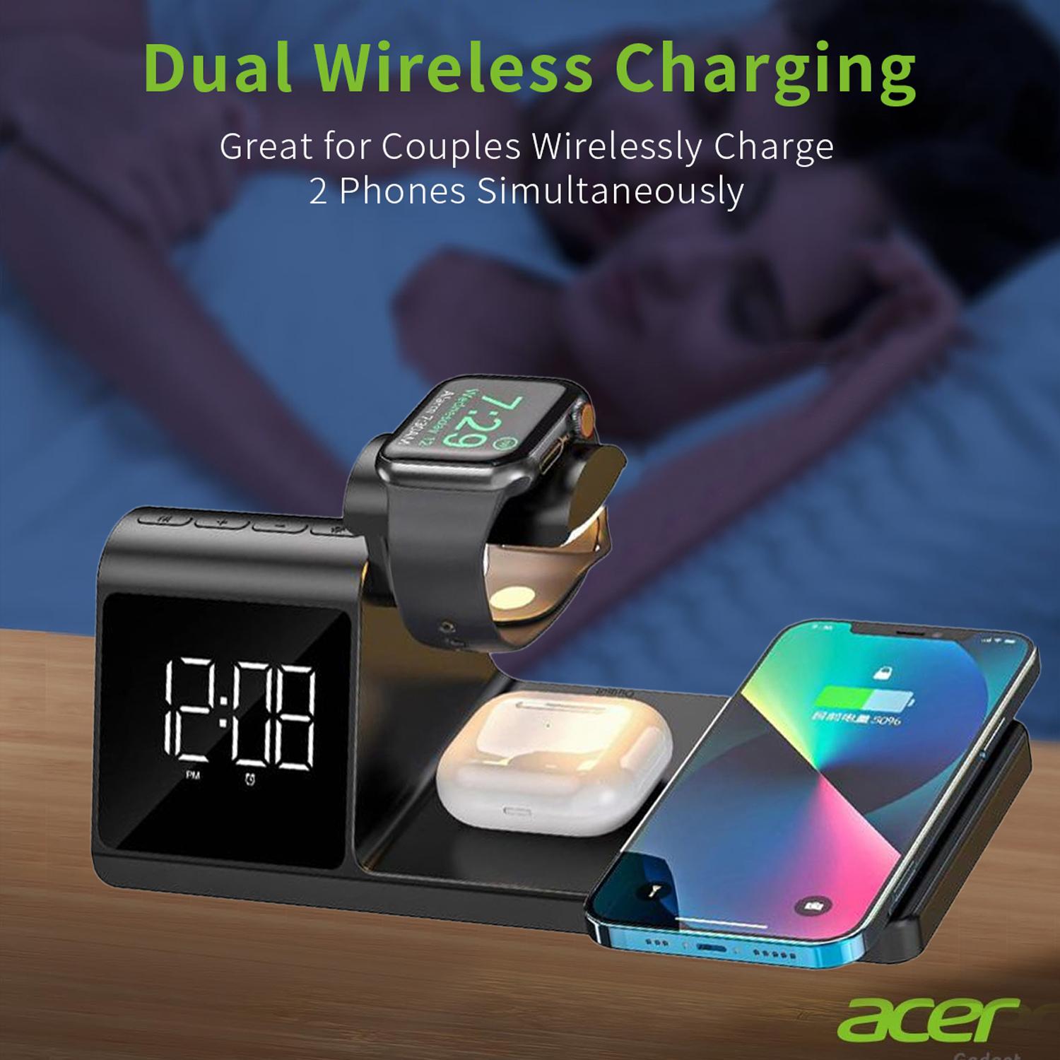 HAVIT 七合一无线充电底座适用于 iPhone 16 15 14 13 12 Pro Max Apple Watch Airpods 带蓝牙时间同步