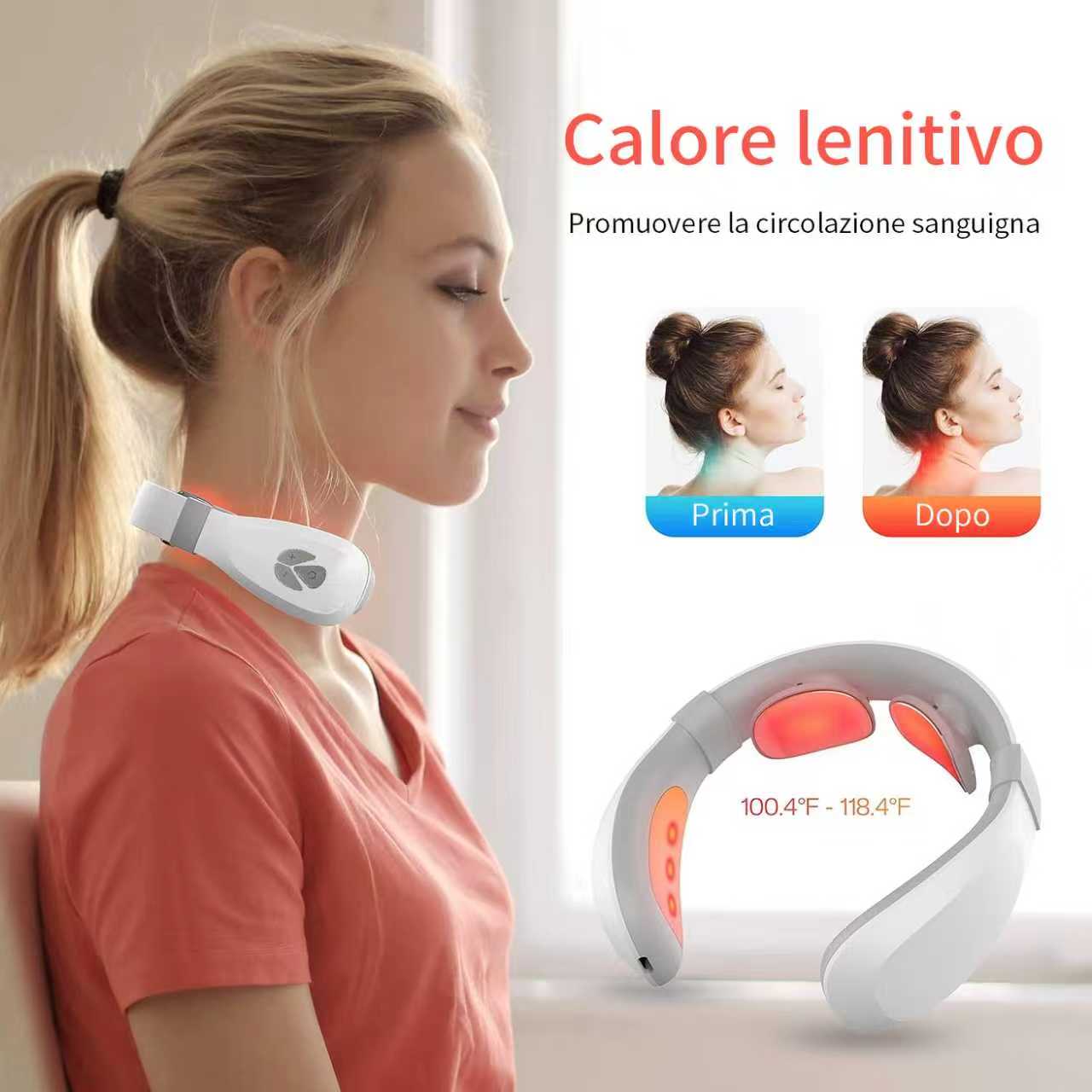 AORLIS Massaggiatore Cervicale Portatile Riscaldato Modello BS-70113 con Cuscinetti Elettrodi
