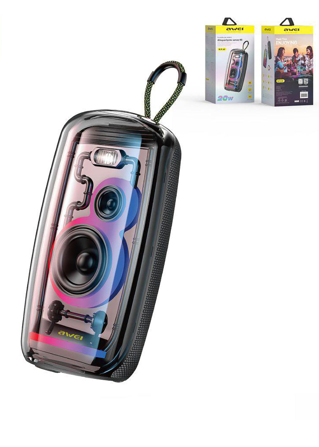 Altoparlante Bluetooth portatile wireless con luce