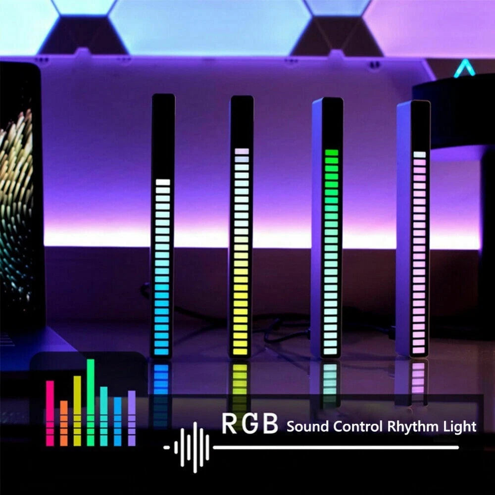 RGB Colore 32 LED Suono Controllo Raccolta Ritmo Righe Luce Musica Ambiente Lamp