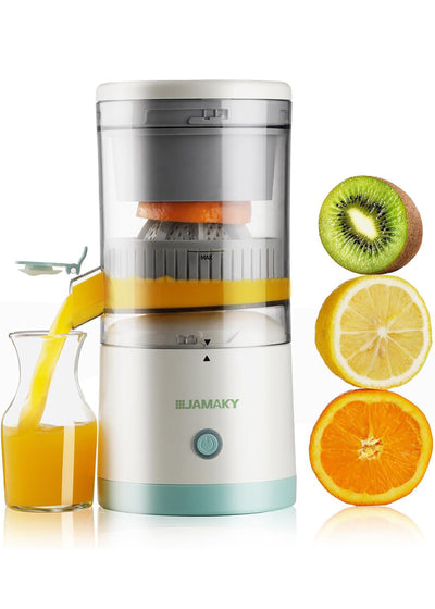 Spremiagrumi elettrico ricaricabile - Macchine per agrumi con USB e spazzola per la pulizia portatile per arancia, limone, pompelmo bianco + verde 9,4 * 4,4 * 5,4 pollici