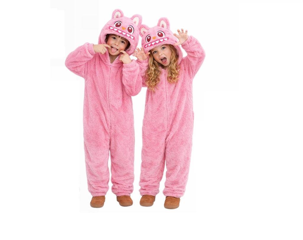 Pigiama tuta Scimmia Rosa Molulu per Bambini 7-9 anni | Costume peluche