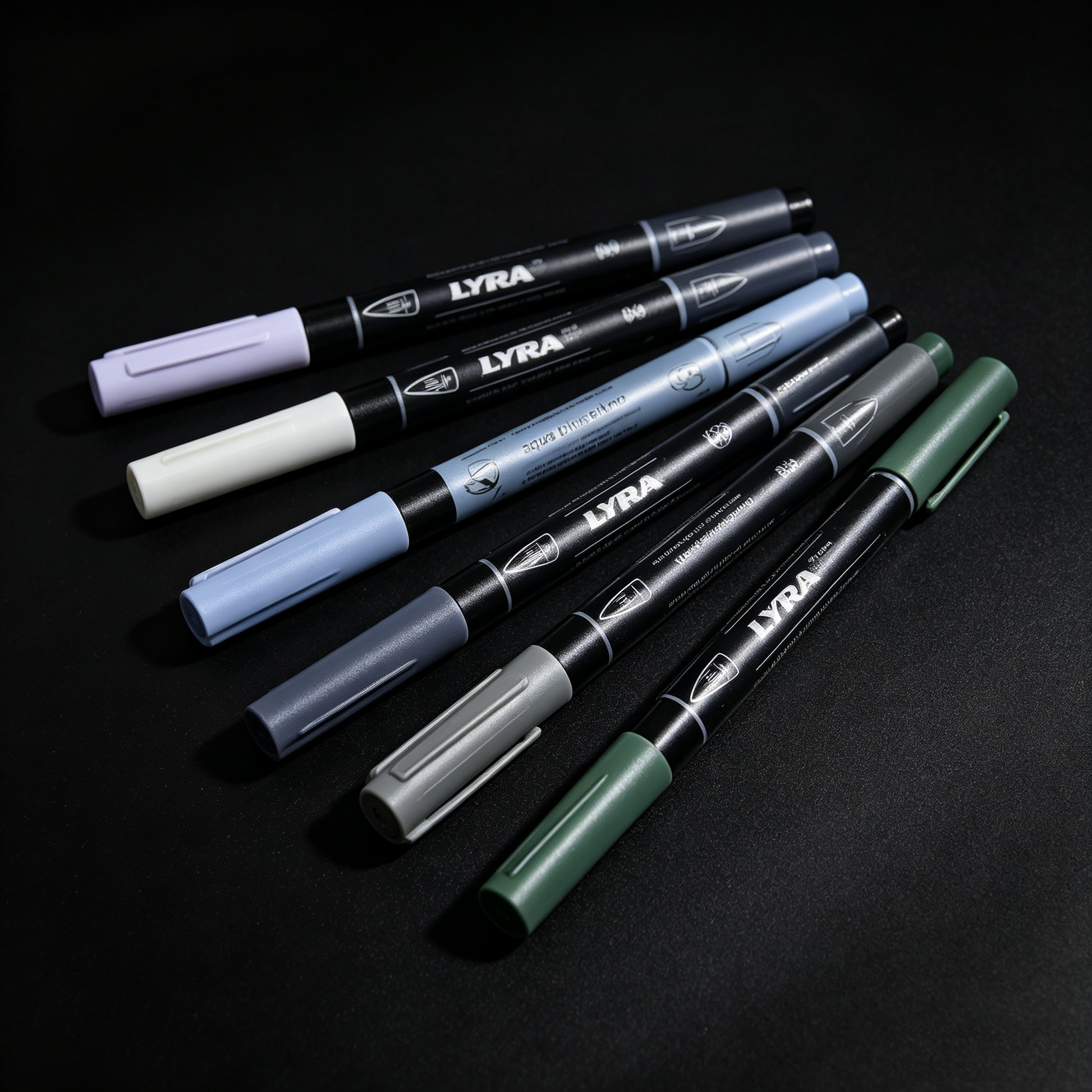 Lyra aqua brush duo set grey tones 6 pennarelli