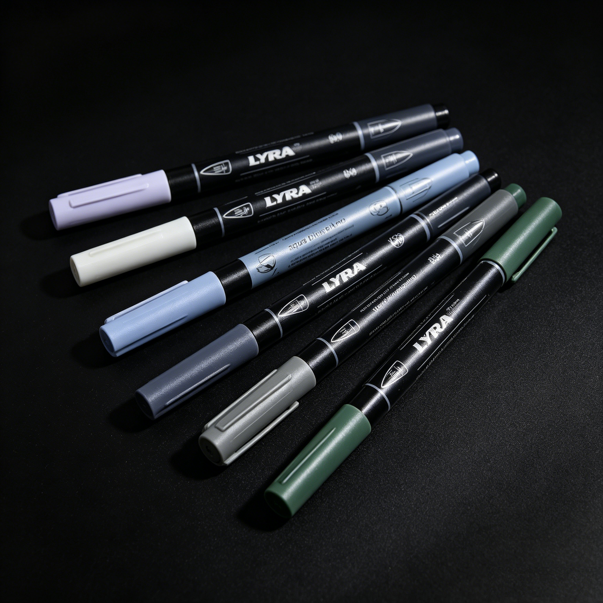 Lyra aqua brush duo set grey tones 6 pennarelli