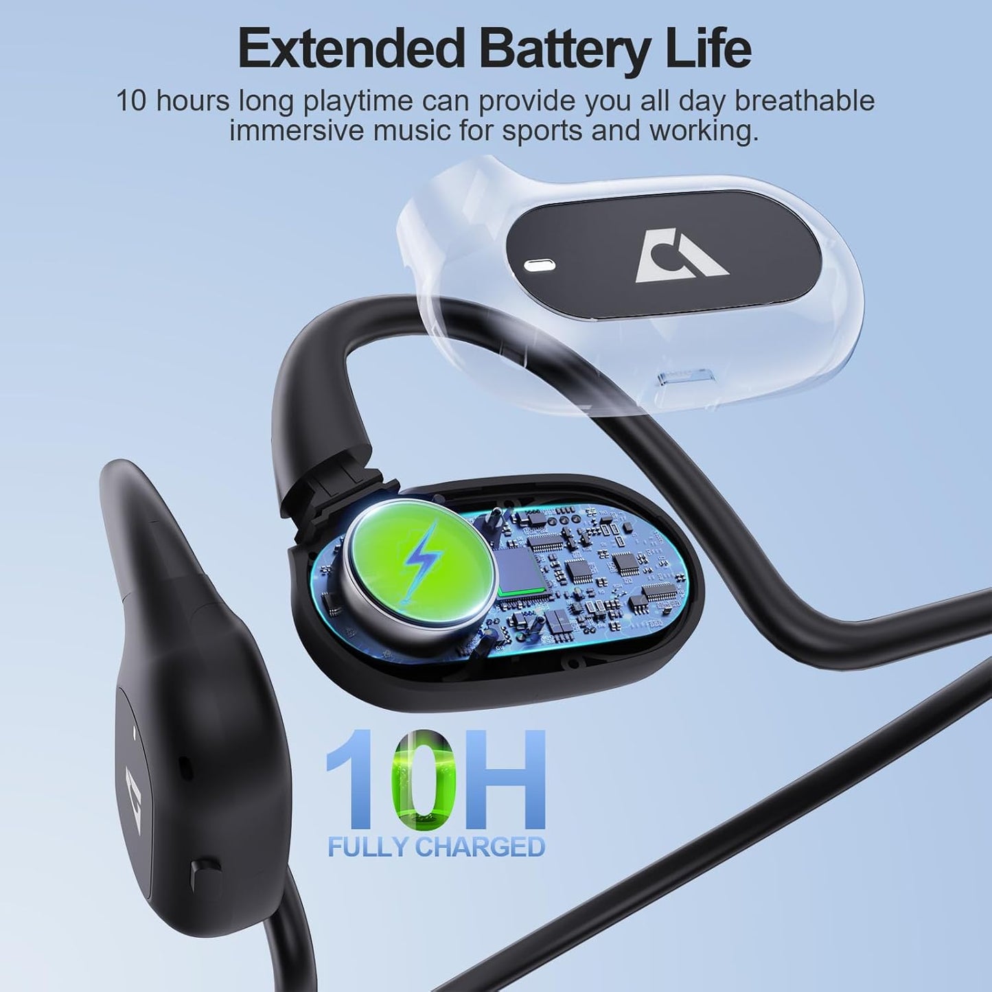 Awei Auricolari da Corsa Wireless Bluetooth 5.3 Aperti Sportivi HiFi IPX4 Impermeabili Resistente al Sudore 10 Ore di Rip