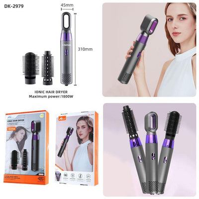 Spazzola Asciugacapelli 3 in 1 Styler Caldo con Ioni Negativi Lisciante 110.000 giri/min per Capelli Ricci e Normali Viola