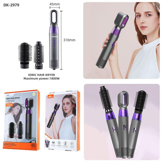 Spazzola Asciugacapelli 3 in 1 Styler Caldo con Ioni Negativi Lisciante 110.000 giri/min per Capelli Ricci e Normali Viola