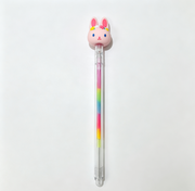 Penna Gel Decorativa con Testa di Coniglio Silicone – Colori Arcobaleno per Bambini