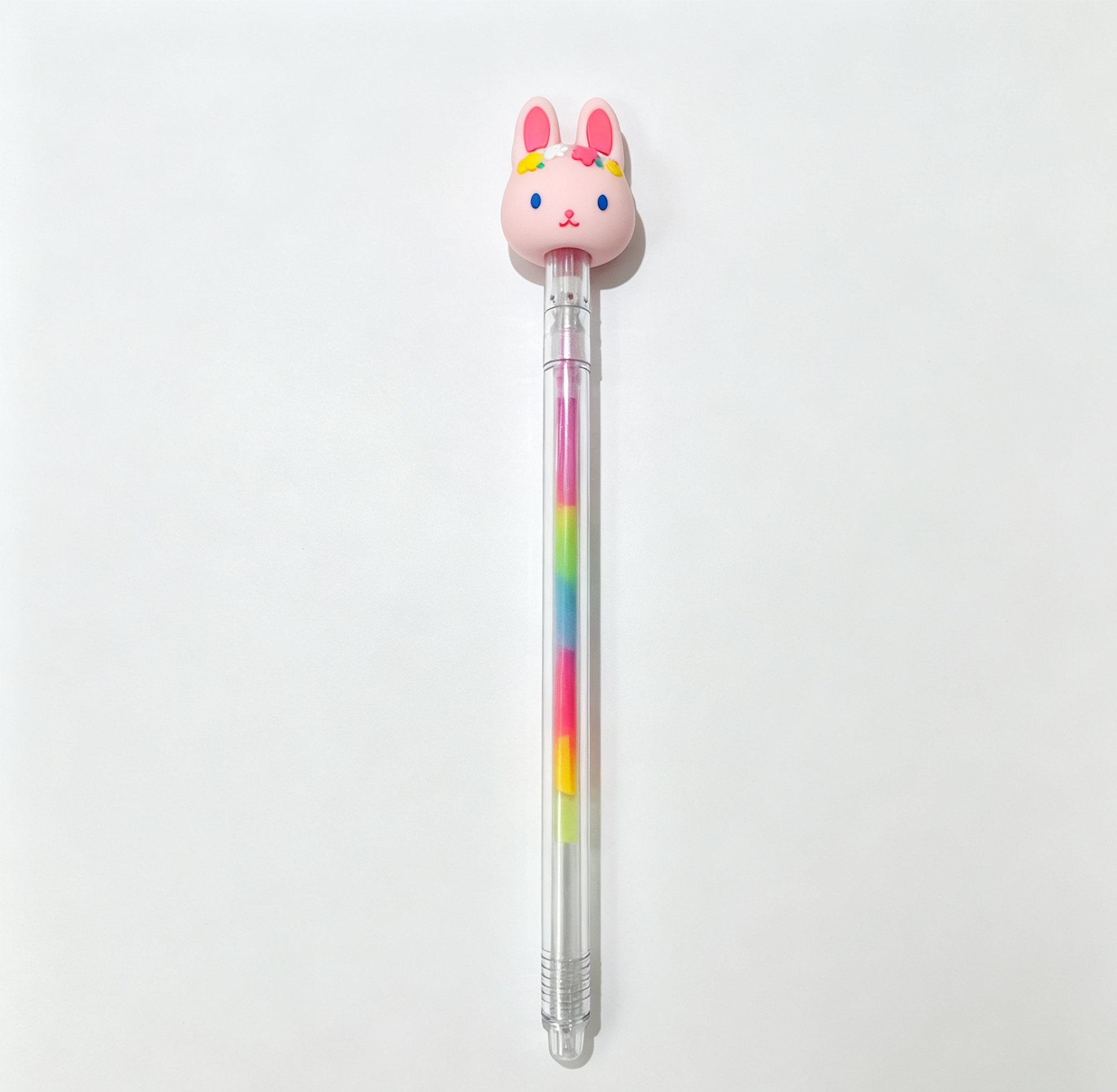 Penna Gel Decorativa con Testa di Coniglio Silicone – Colori Arcobaleno per Bambini