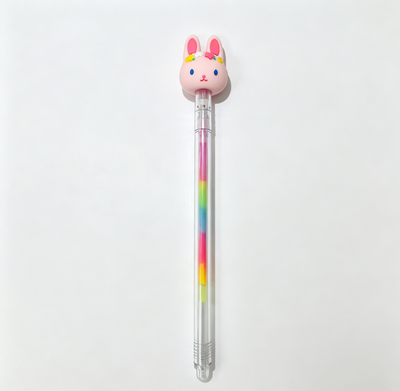 Penna Gel Decorativa con Testa di Coniglio Silicone – Colori Arcobaleno per Bambini